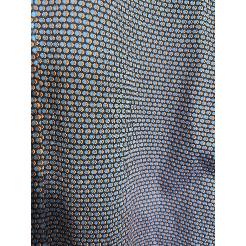 Butter Cloth Sz L Shirt Blue Geometric Circle Pattern Button Up‎ Flip Cuff